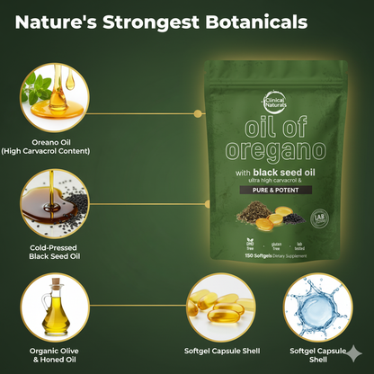 Clinical Naturals™ Oil of Oregano + Black Seed Oil Complex