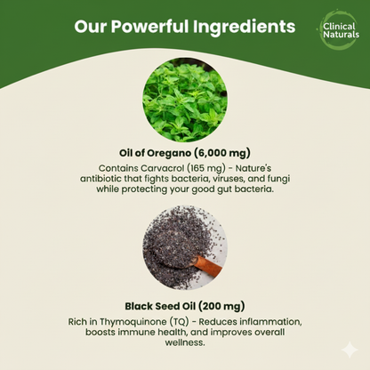 Clinical Naturals™ Oil of Oregano + Black Seed Oil Complex